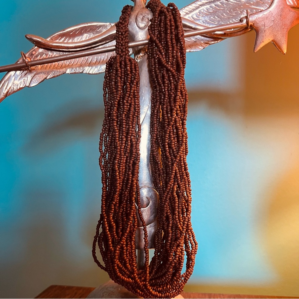 Multi-strand Brown Seed Bead Necklace